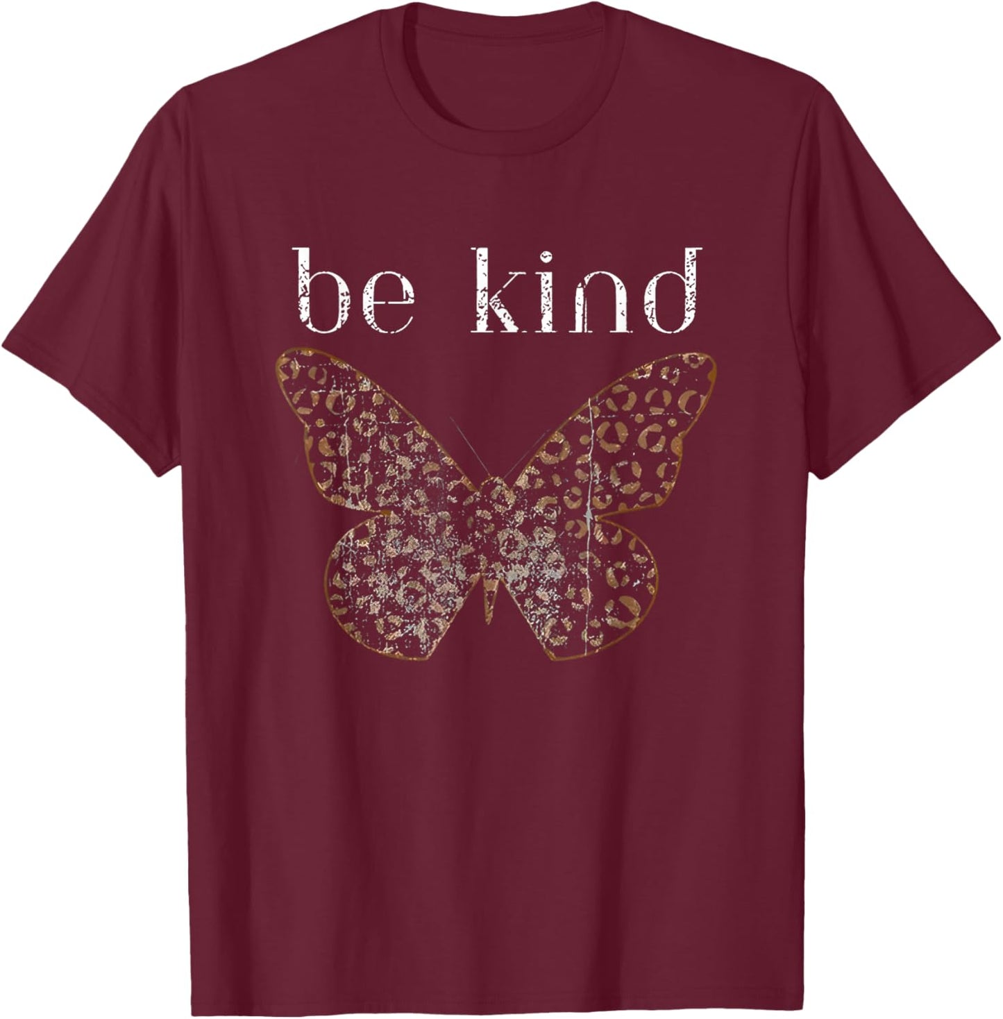 Be Kind Butterfly T-Shirt - T-Shirt | Maroon