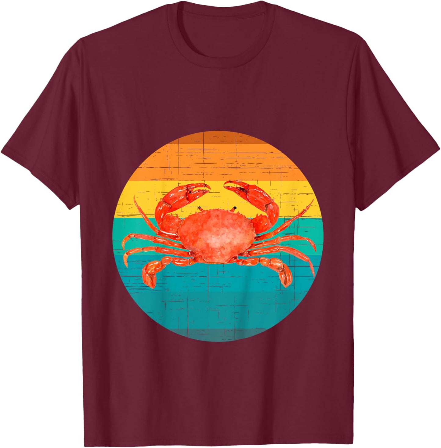 Kids Vintage Sunset Fun Crab Crabbing Crabs Crabber Gift Boys T-Shirt - T-Shirt | Maroon