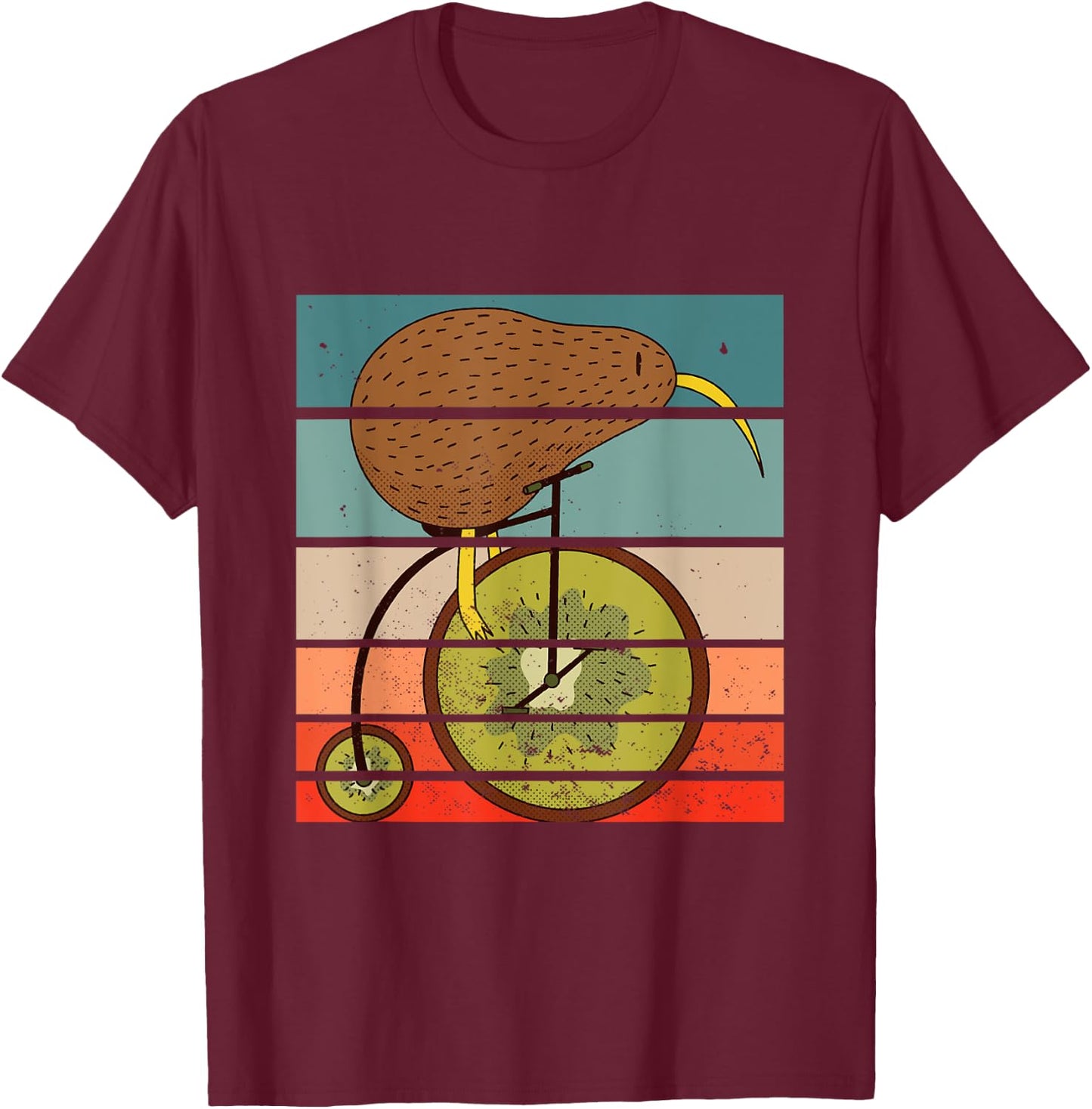 Kiwi Bird Bicycle Driving Cyclist Cycling Gift T-Shirt - T-Shirt | Maroon