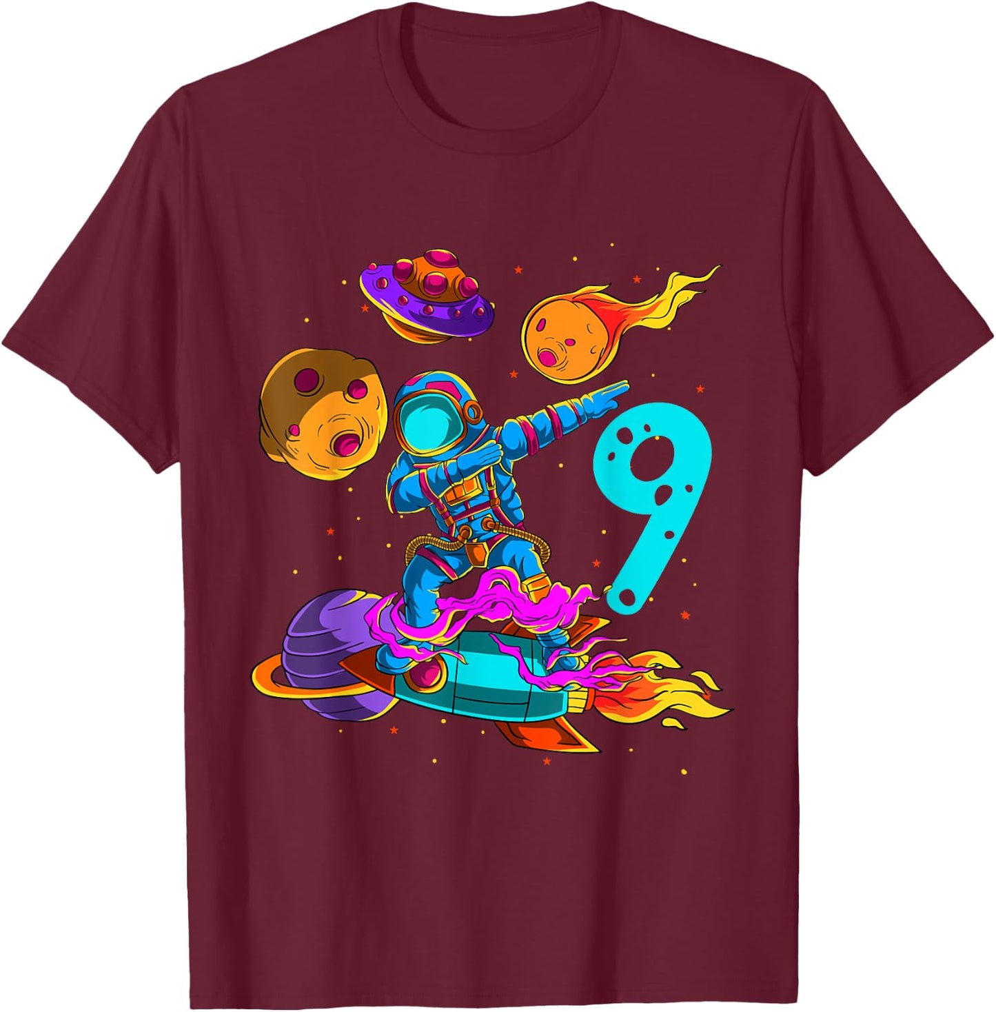 9 years Birthday Boys Astronaut 9th Birthday Boys Astronaut T-Shirt - T-Shirt | Maroon