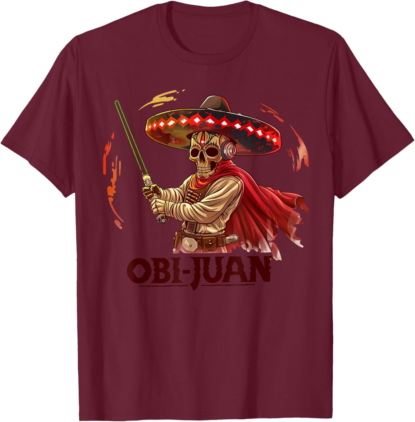 Mexican Obi Juan Movie Parody Cinco De Gaming T-Shirt - T-Shirt | Maroon