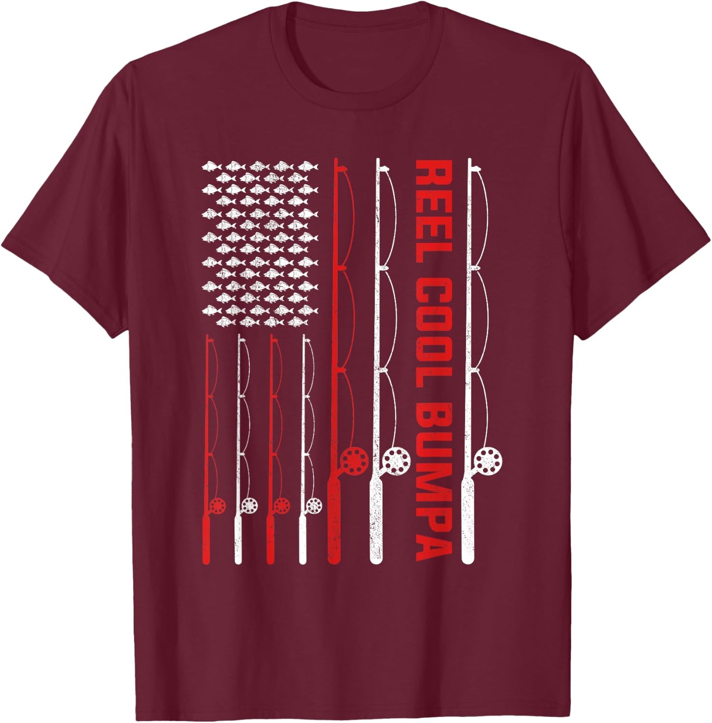 Reel Cool Bumpa Father's Day Fishing American Flag Women Men T-Shirt - T-Shirt | Maroon