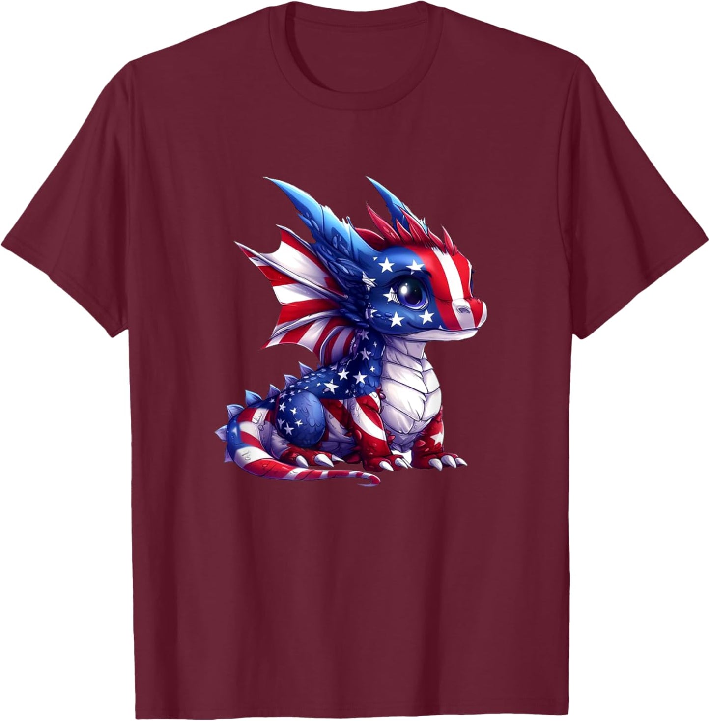 Dragon American Flag Proud USA Patriot Dragon Lover Men Kid T-Shirt - T-Shirt | Maroon