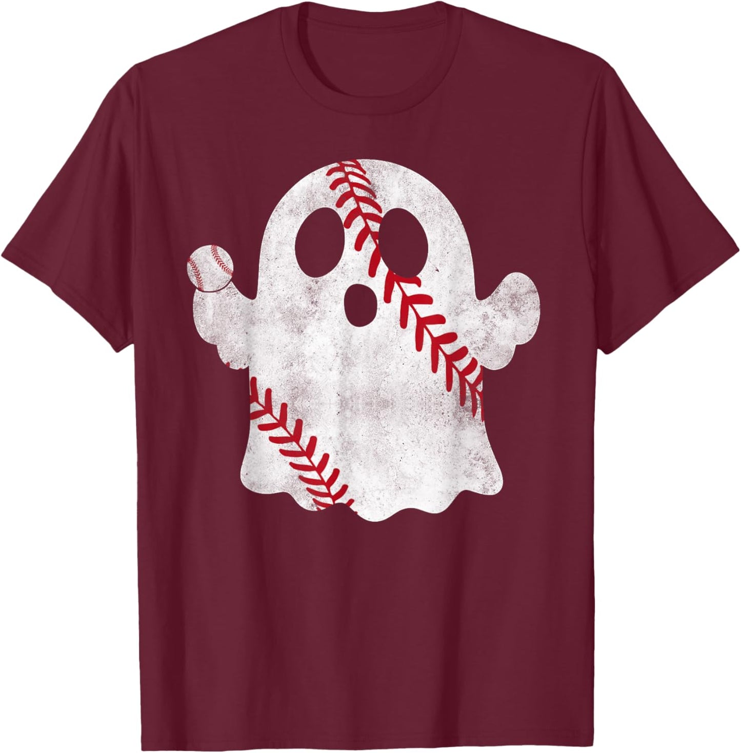 Baseball Ghost Baseball Lover Halloween Baseball Player T-Shirt - T-Shirt | Maroon