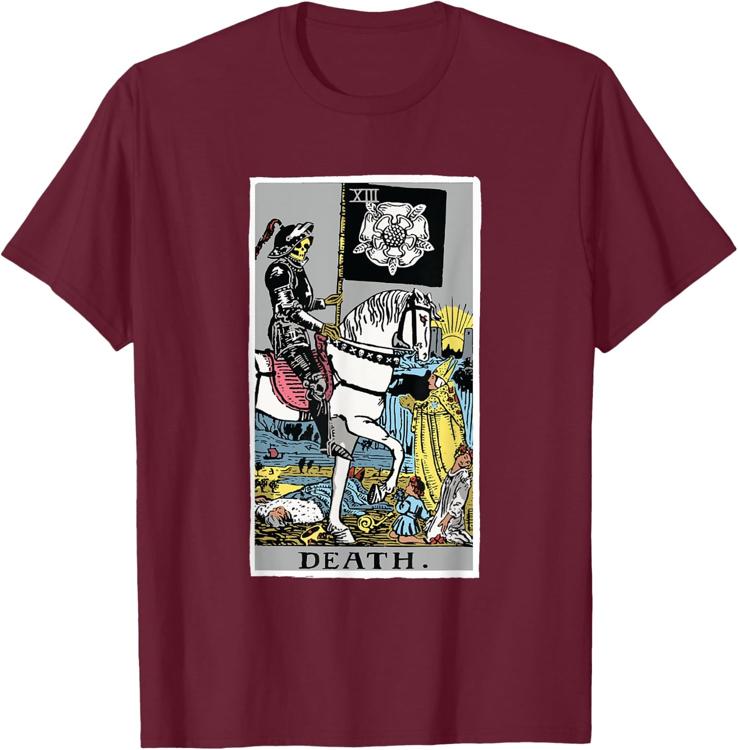 Death Tarot Card Rider Waite T-Shirt - T-Shirt | Maroon