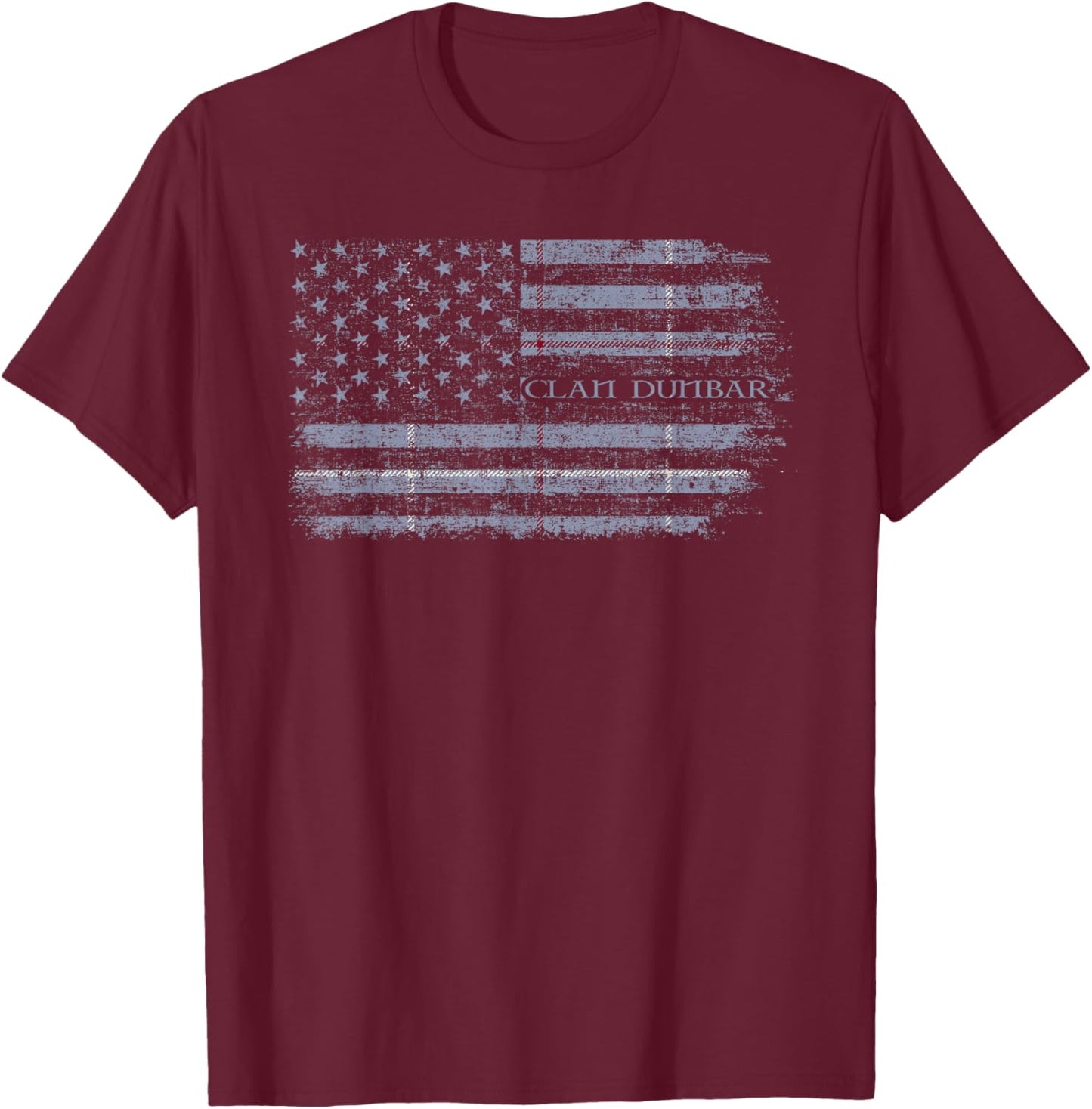 Clan Dunbar of Pitgaveny Scottish tartan US flag Scotland T-Shirt - T-Shirt | Maroon