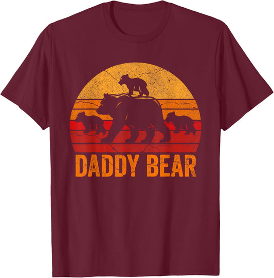 Daddy Bear 3 Kids Daddy Bear 3 Cubs Shirt Dad 3 Kids T-Shirt - T-Shirt | Maroon