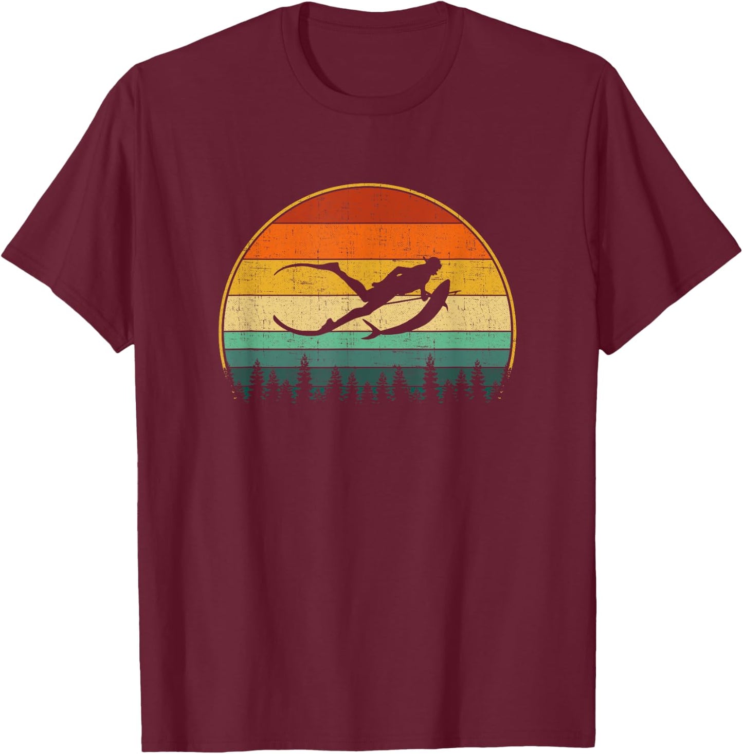 Spearfishing retro, spear fishing T-Shirt - T-Shirt | Maroon