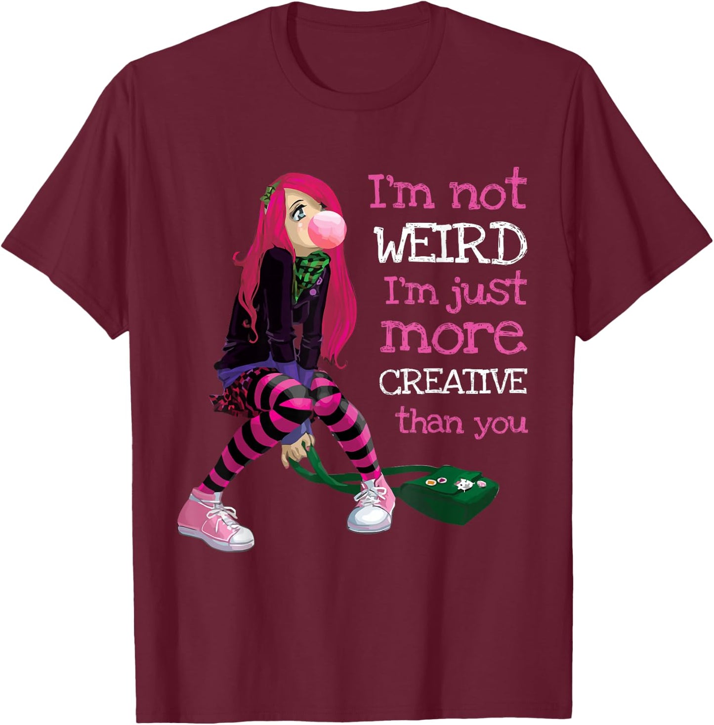 Kawaii Anime Girl Kawaii Clothes Anime Clothing Goth Girl T-Shirt - T-Shirt | Maroon