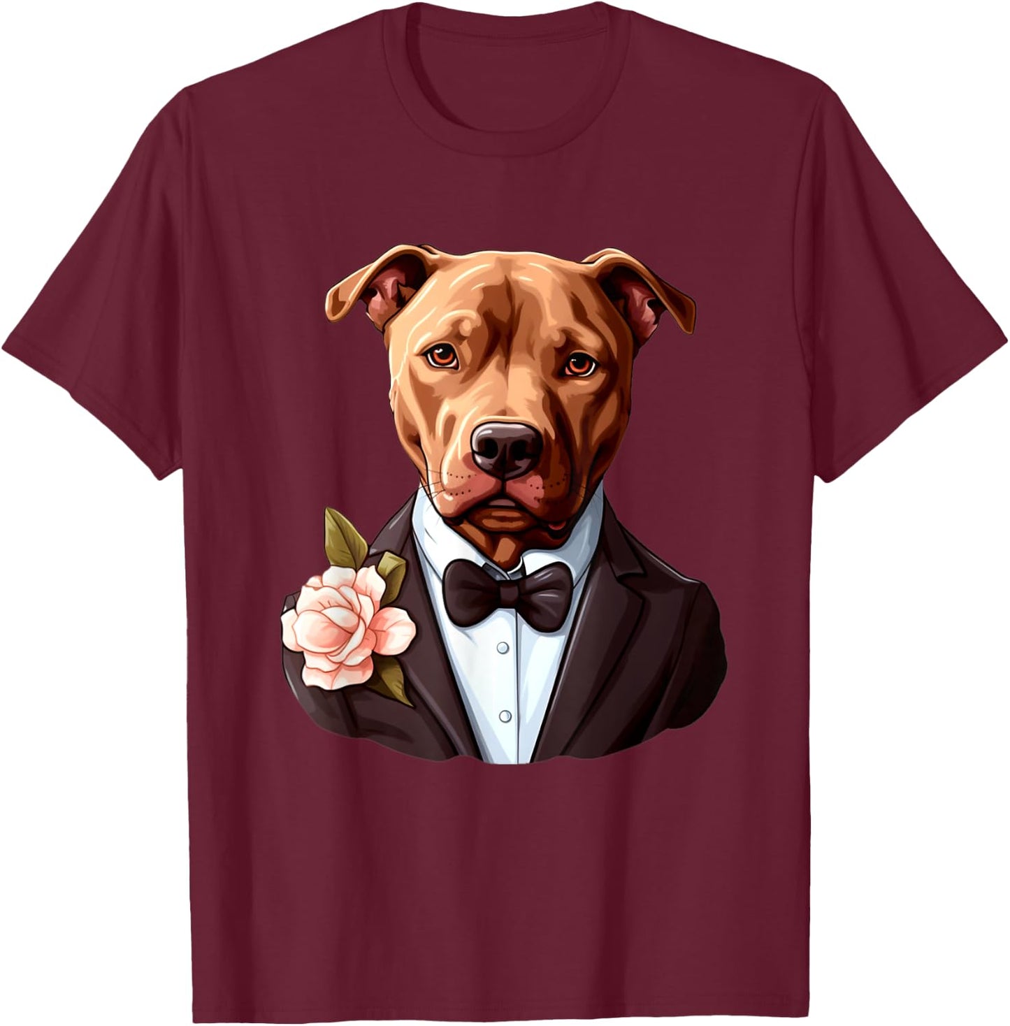 Pitbull Wedding Bride Groom Pet Dog Owners Lovers Wedding Women T-Shirt - T-Shirt | Maroon