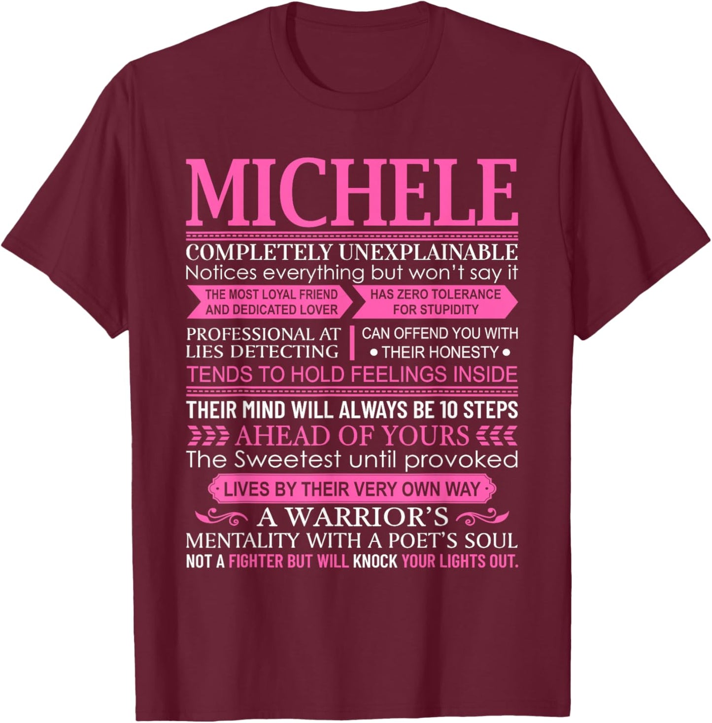 Michele First Name Shirt - Personalized Name Michele T-Shirt - T-Shirt | Maroon
