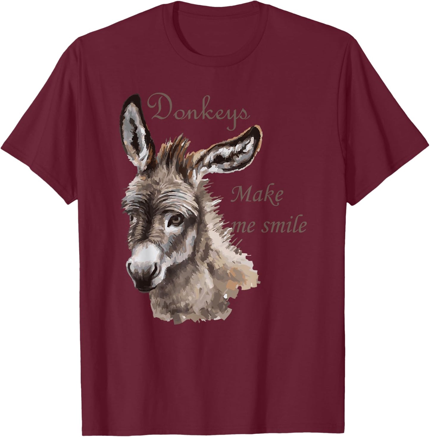 Donkeys Make Me Smile Cute Miniature DonkeyTail Lovers T-Shirt - T-Shirt | Maroon