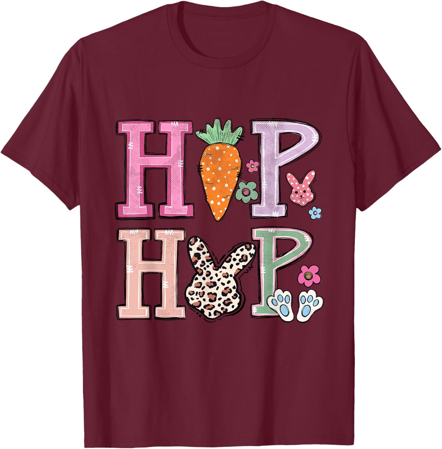 Hip Hop Funny Easter Bunny T-Shirt - T-Shirt | Maroon