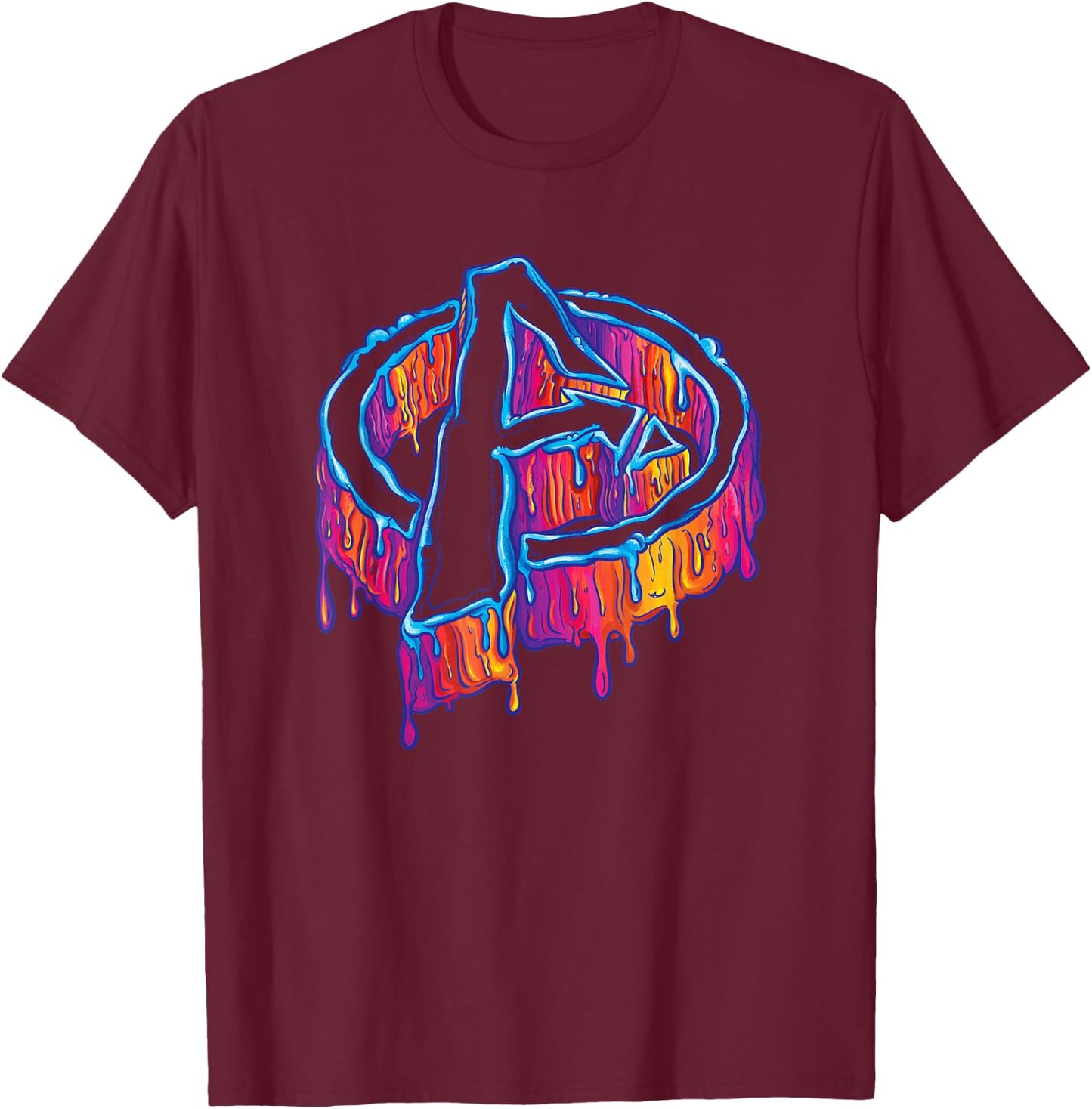 Marvel Avengers A Logo Melting Paint Drip T-Shirt - T-Shirt | Maroon