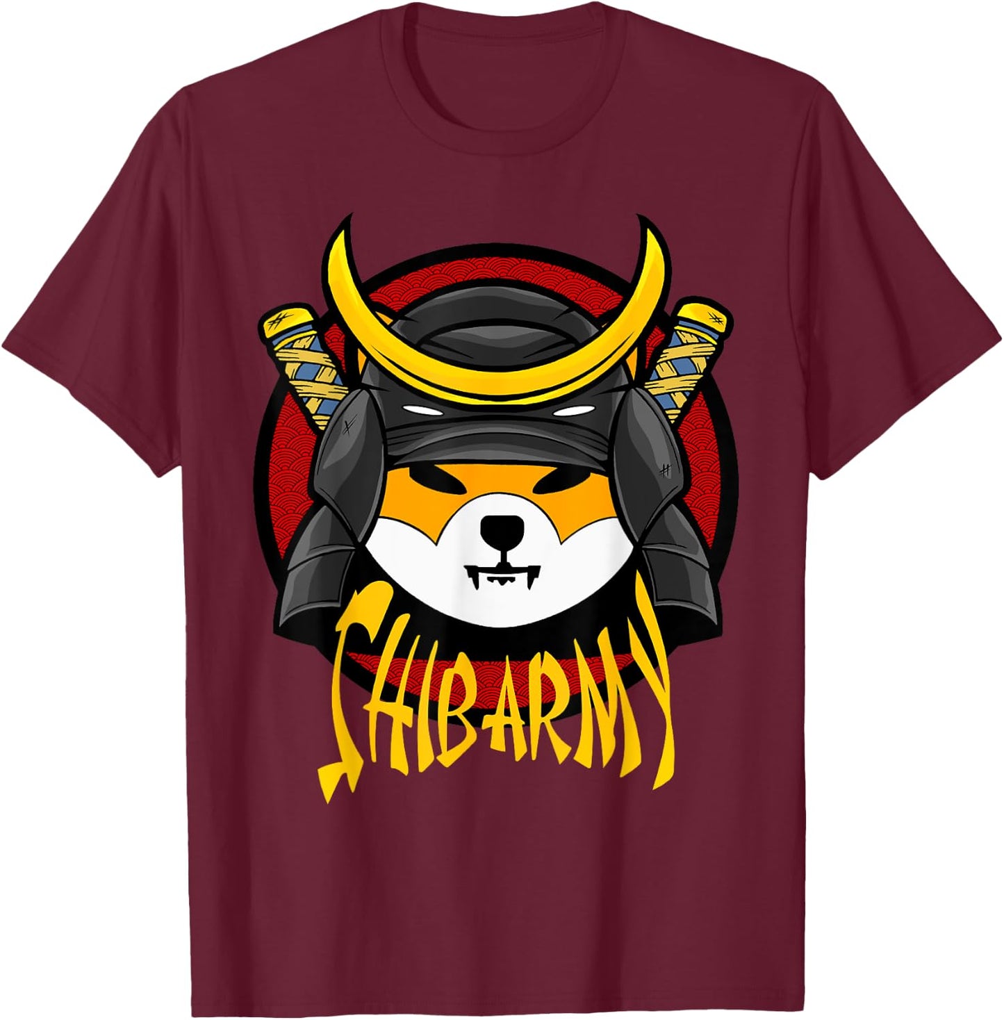 SHIB ARMY Crypto Samurai Shiba Inu coin T-Shirt - T-Shirt | Maroon