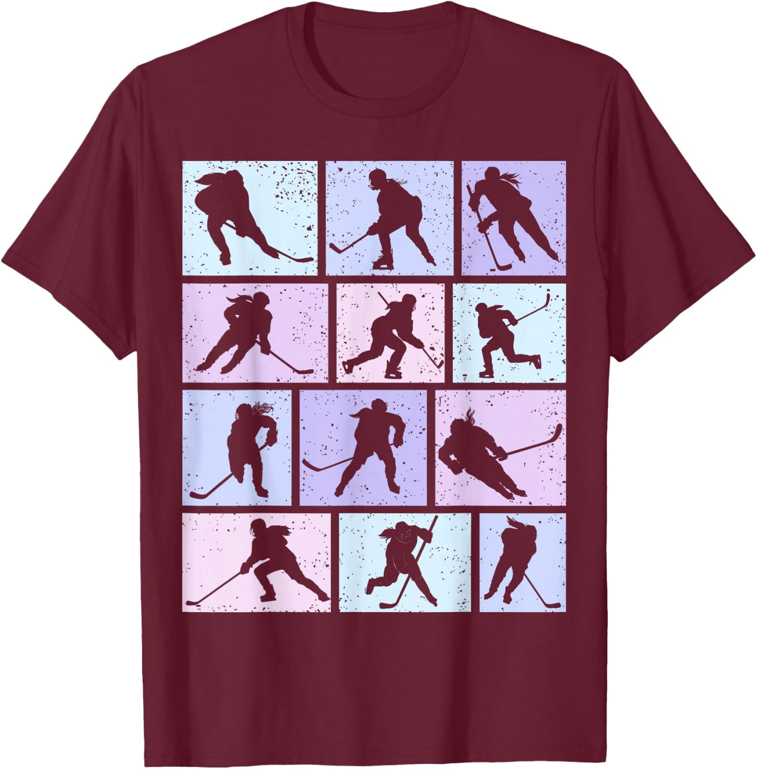 Hockey Girls Ice Hockey Women Youth Kids T-Shirt - T-Shirt | Maroon
