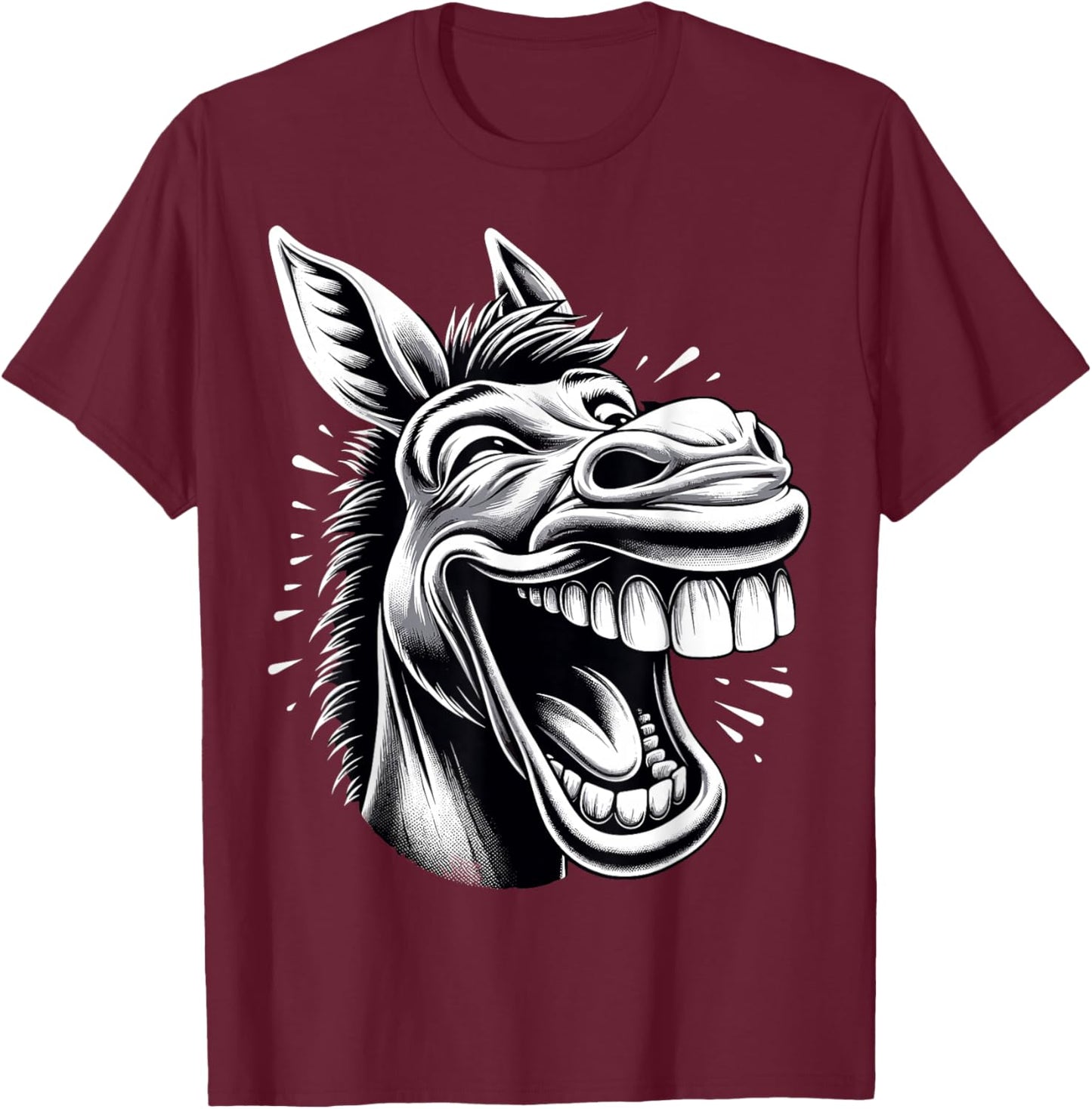 Funny Laughing Donkey T-Shirt - T-Shirt | Maroon