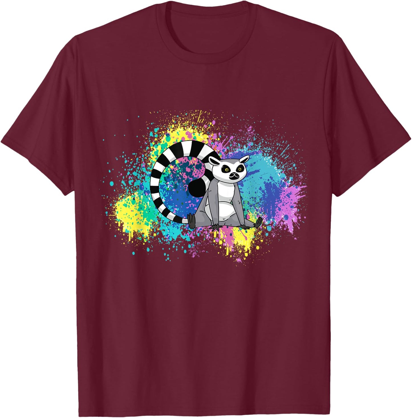 Lemur Funny Lemur Lover Abstract Color Madagascar Animal T-Shirt - T-Shirt | Maroon