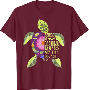 Being A Grandma Makes My Life Complete Turtle T-Shirt - T-Shirt | Maroon