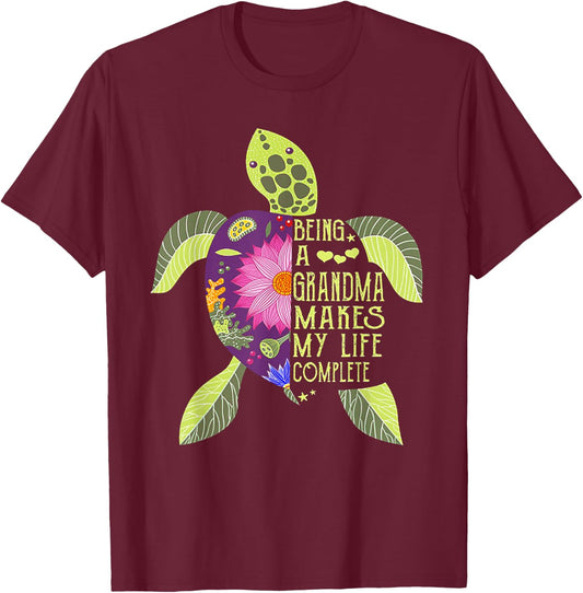 Being A Grandma Makes My Life Complete Turtle T-Shirt - T-Shirt | Maroon