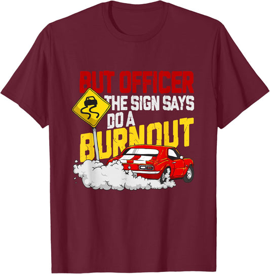 Funny Car Racing Shirt Burnout Drag Racing Muscle Car Lover T-Shirt - T-Shirt | Maroon