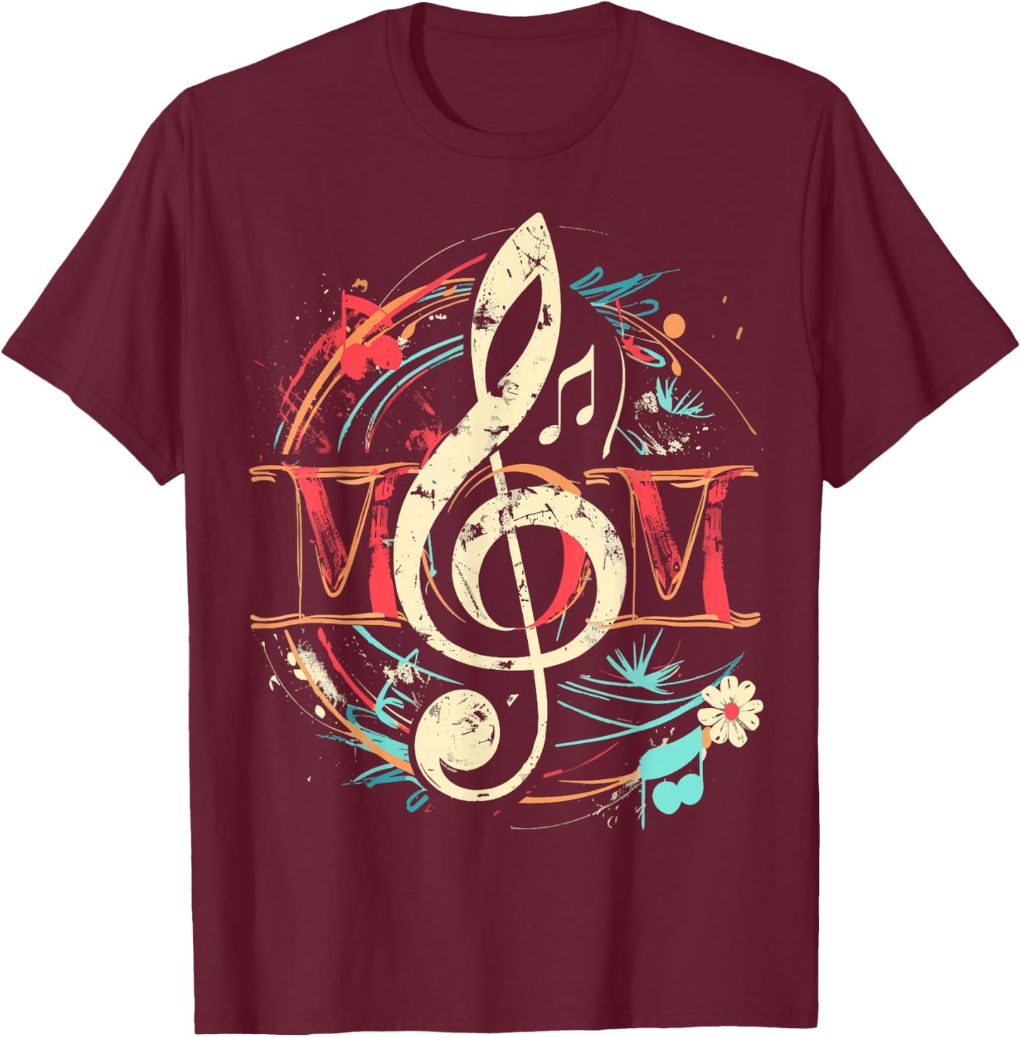 MOM Music note design Gifts for music lovers T-Shirt - T-Shirt | Maroon