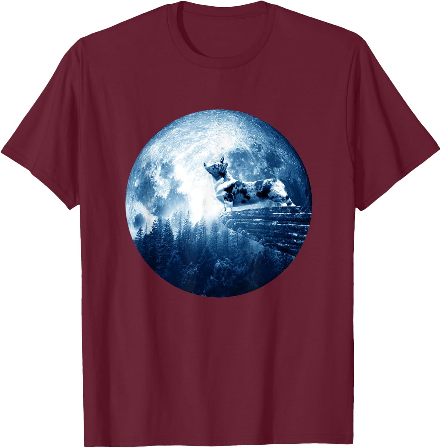 Cardigan Welsh Corgi Dog Moon Dog Mom Dad Dog Lovers T-Shirt - T-Shirt | Maroon