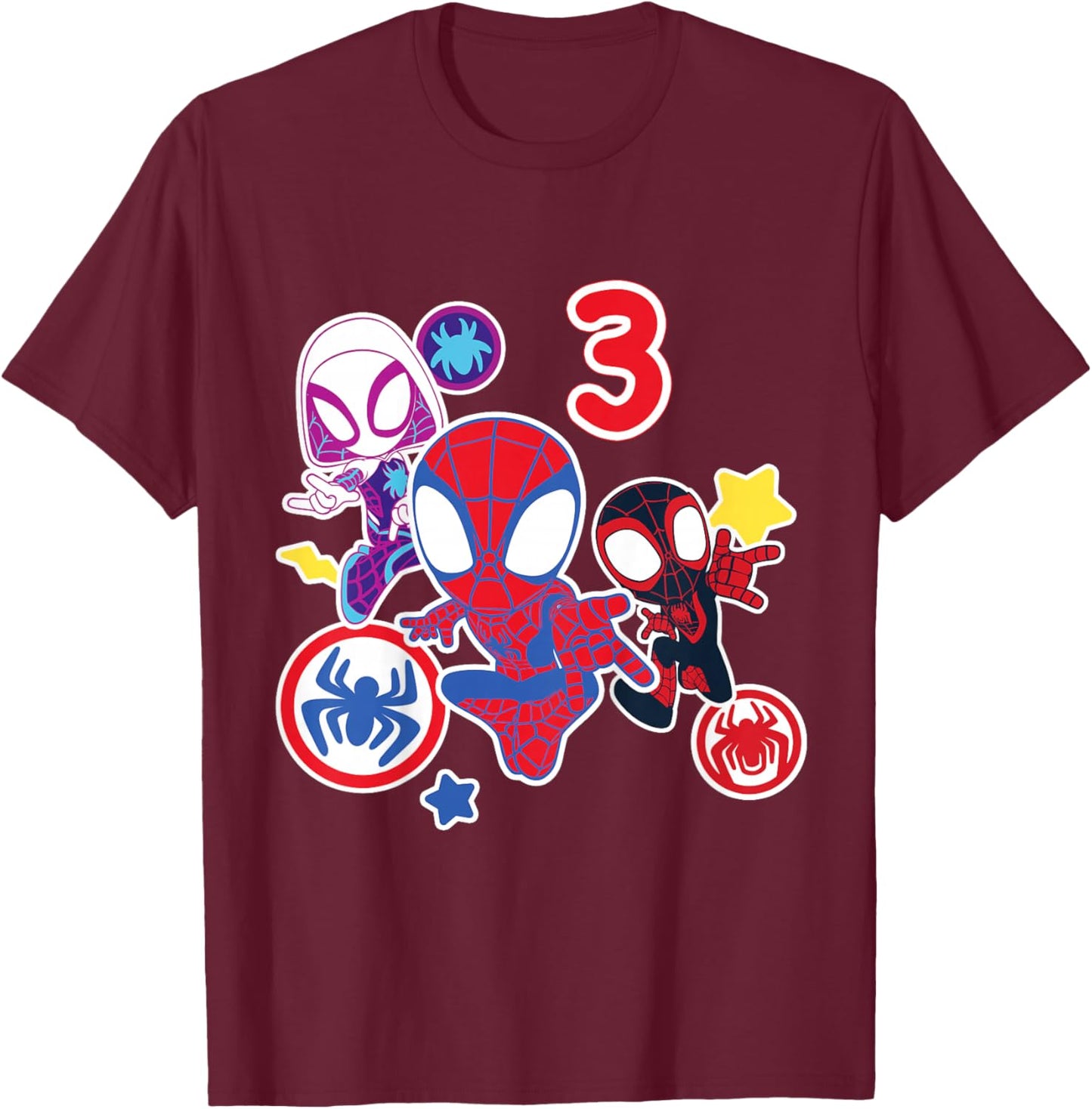 Marvel Spidey and His Amazing Friends 3 Year Old Birthday T-Shirt - T-Shirt | Maroon