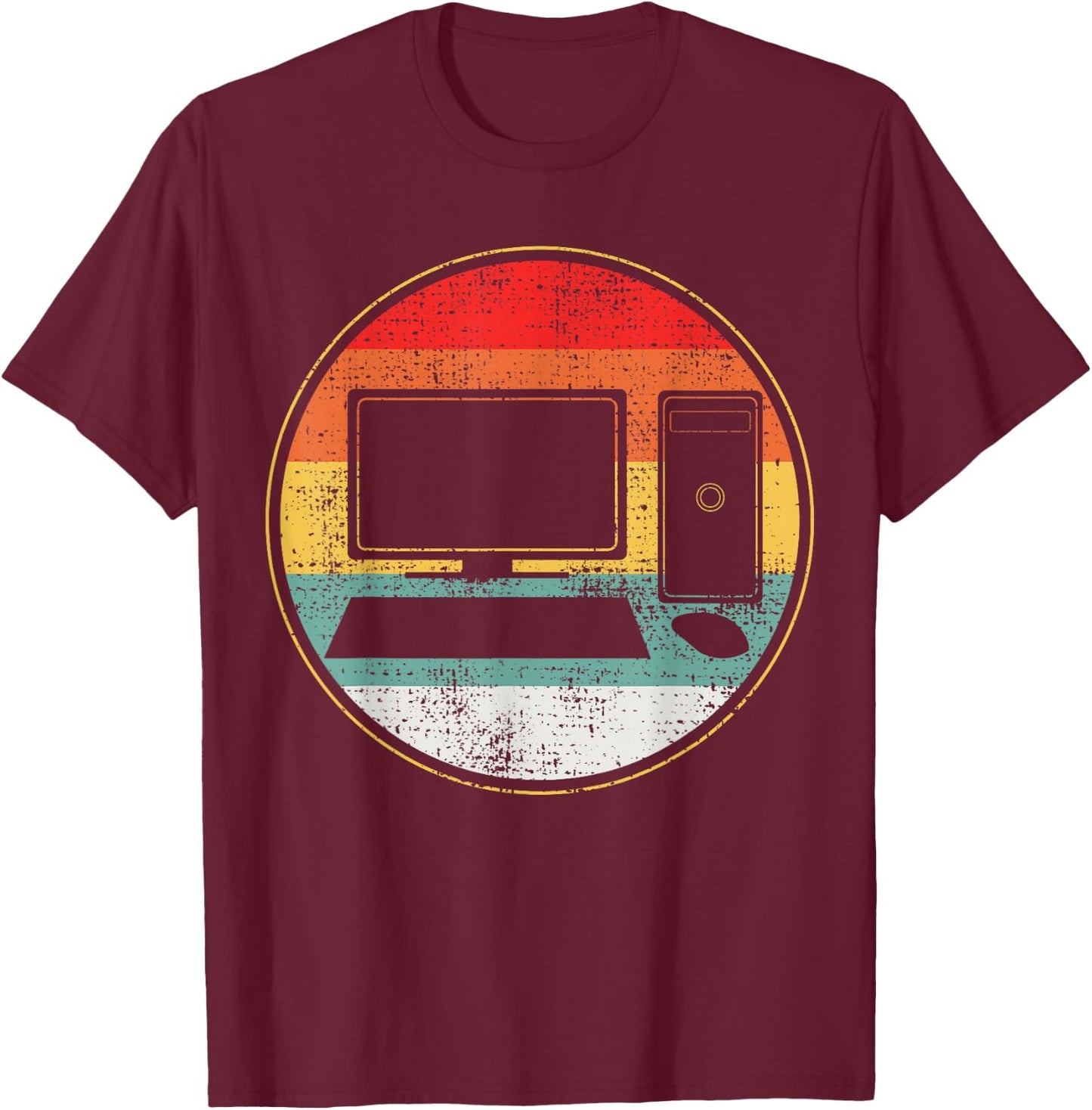 Computer Computer Science IT Support Retro Vintage T-Shirt - T-Shirt | Maroon