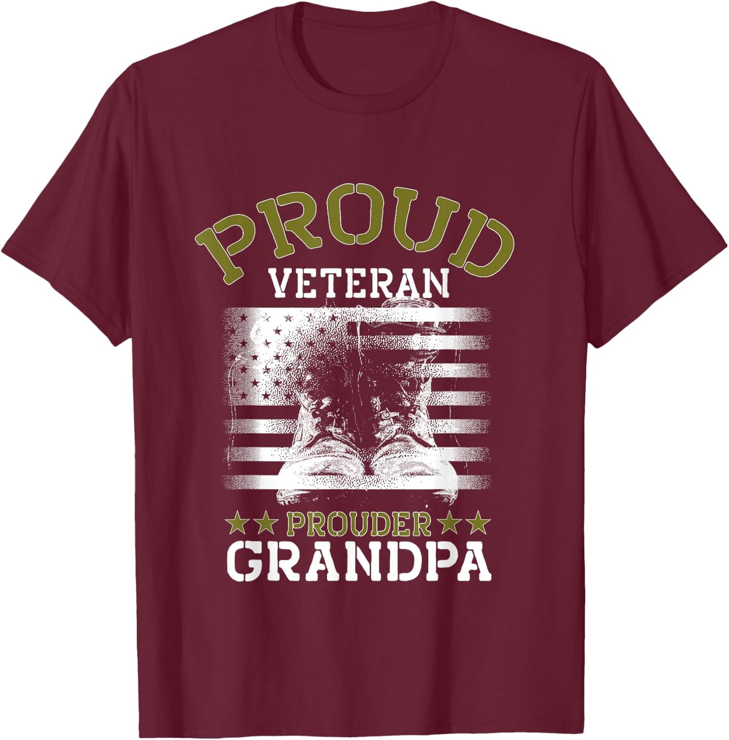 Grandpa Proud Veteran - Grandpa Veteran Grandfather Gift T-Shirt - T-Shirt | Maroon
