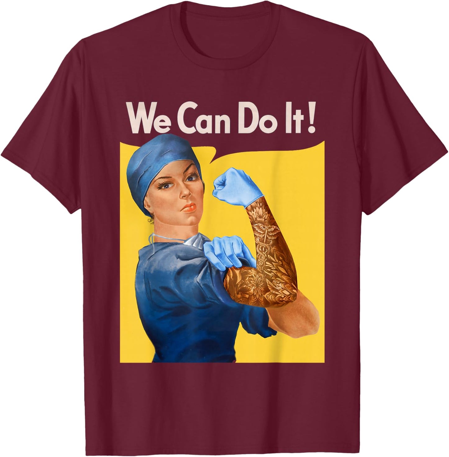 Medical Rosie Nurse Doctor Medicine Feminist T-Shirt - T-Shirt | Maroon