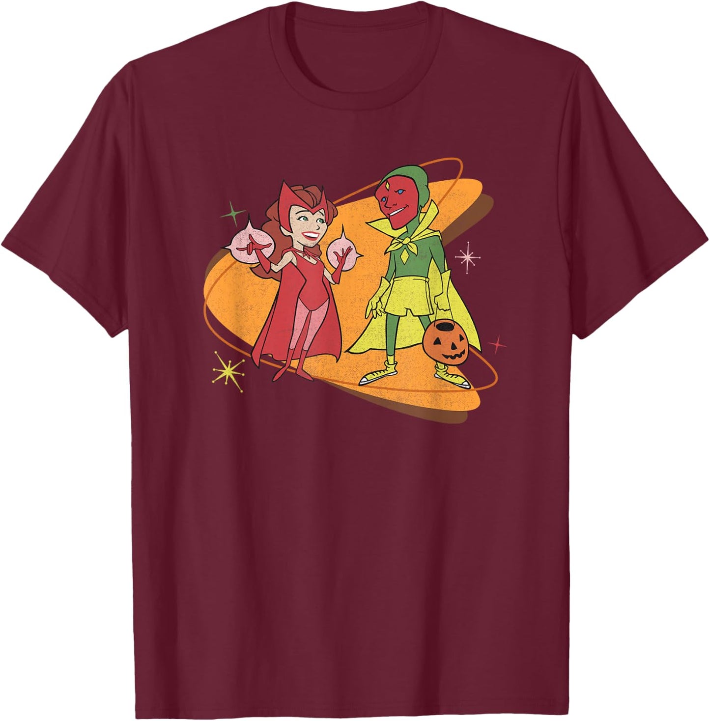 Marvel WandaVision Scarlet Witch & Vision Retro 50s T-Shirt - T-Shirt | Maroon