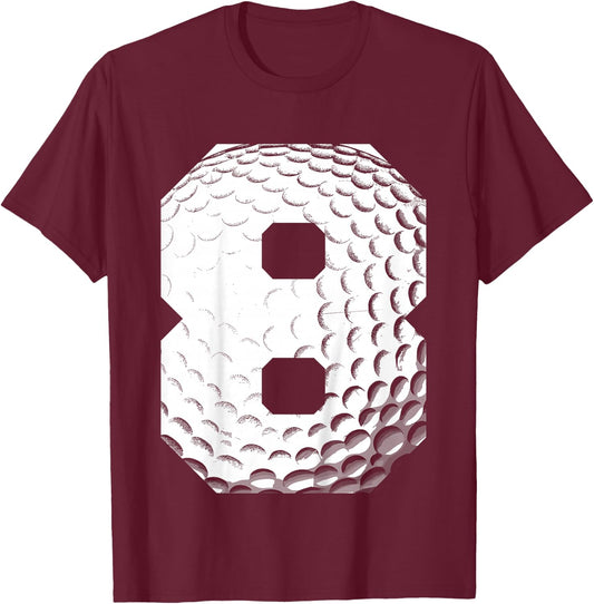 Kids 8th Birthday Boy Golf Player Golf 8 Years Old T-Shirt - T-Shirt | Maroon