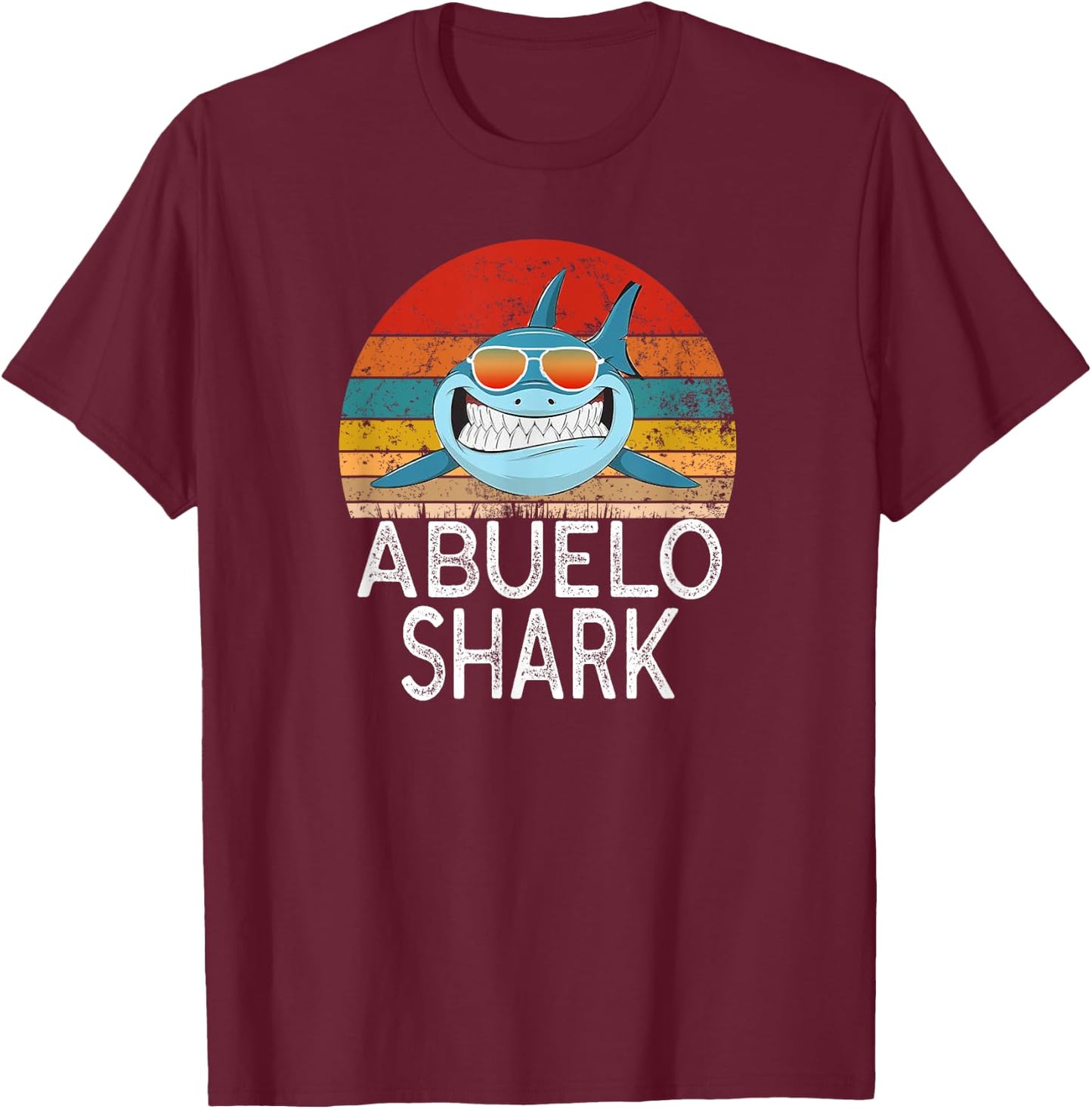 Abuelo Shark Funny Spanish Grandpa Vintage T-Shirt - T-Shirt | Maroon