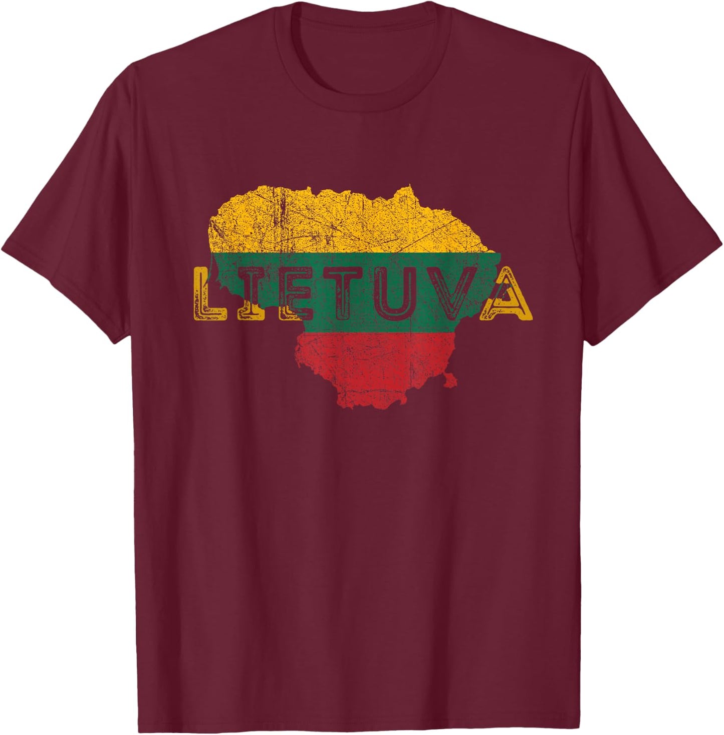 Lithuanian Map and Flag Keepsakes - Lithuania T-Shirt - T-Shirt | Maroon