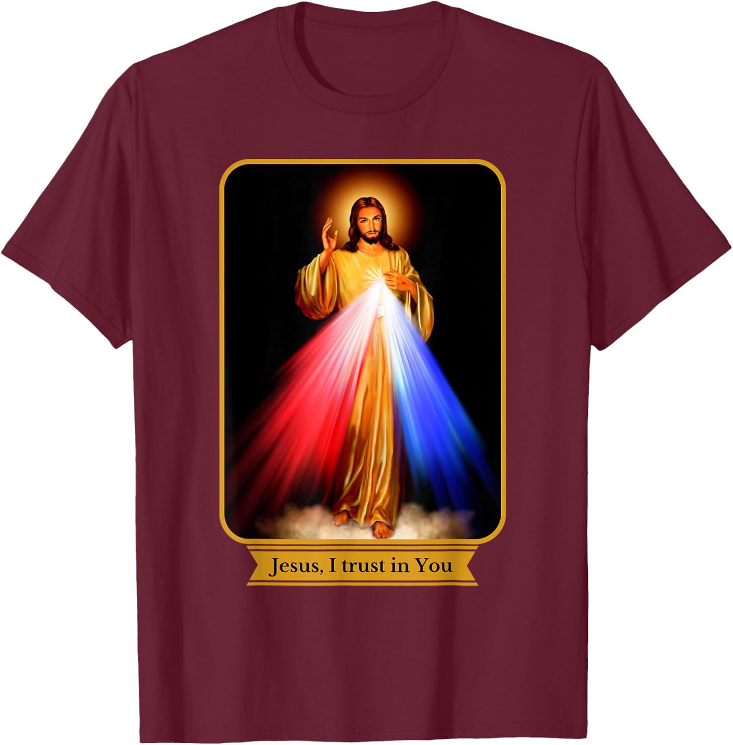 Divine Mercy Jesus I Trust In You Catholic T-Shirt - T-Shirt | Maroon