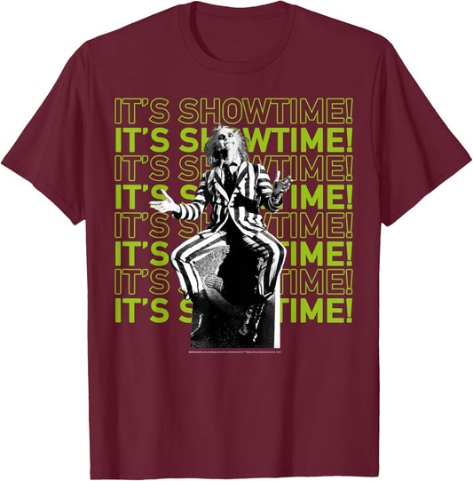 Beetlejuice It's Showtime Text Stack T-Shirt - T-Shirt | Maroon