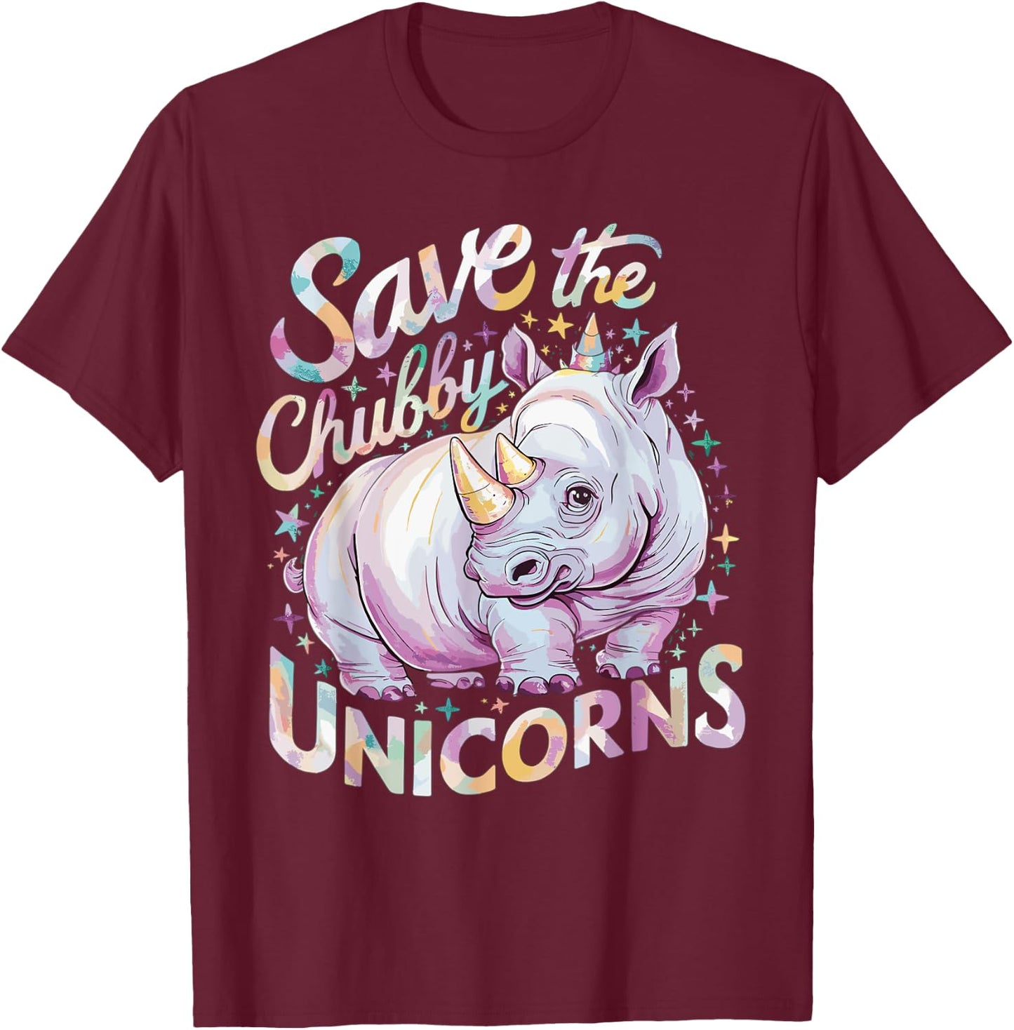 Save The Chubby Unicorns T-Shirt - T-Shirt | Maroon