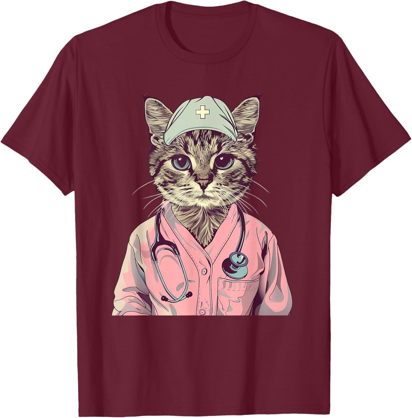 Doctor Cat Lover Nurse Cat Medical Cat Nurse Appreciation T-Shirt - T-Shirt | Maroon