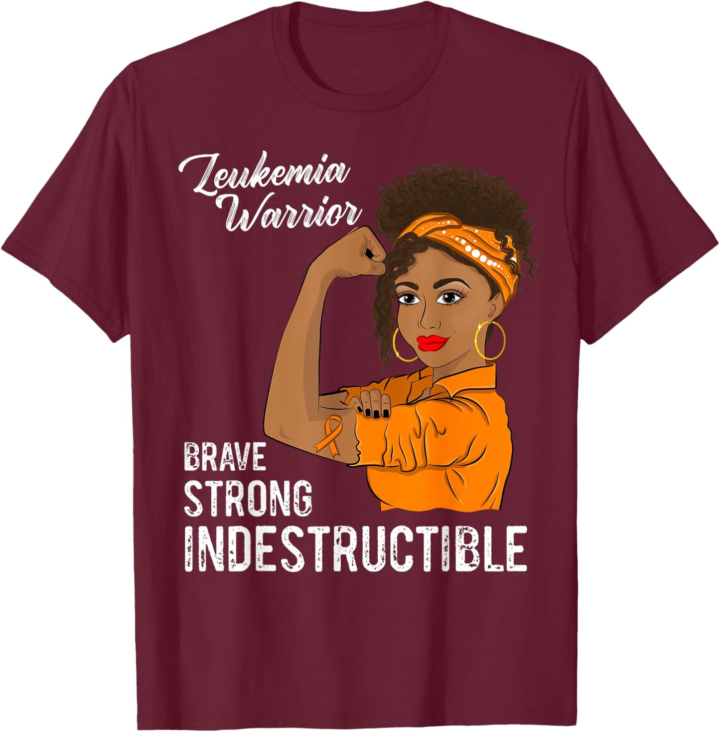 Leukemia Warrior Indestructible Cancer Survivor Awareness T-Shirt - T-Shirt | Maroon