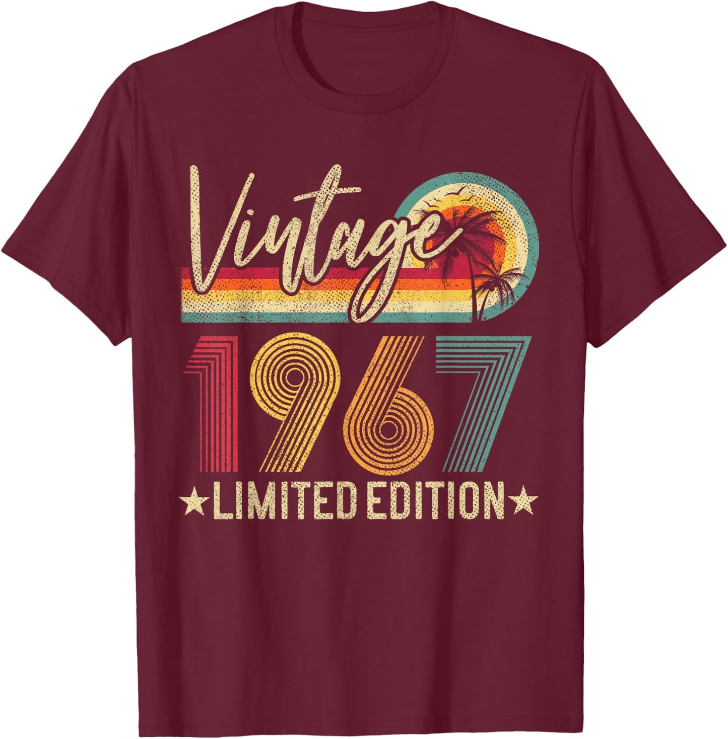 Vintage 1967 58th Birthday Gift 58 Years Old Limited Edition T-Shirt - T-Shirt | Maroon