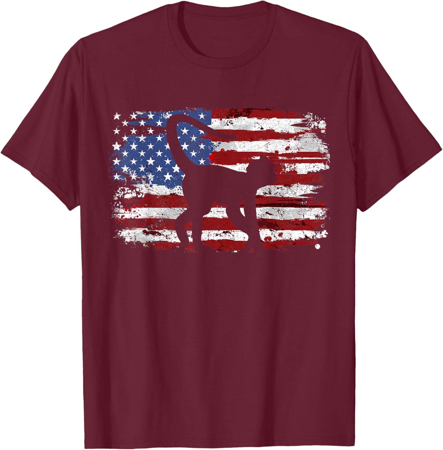 Spider Monkey USA Flag Vintage T-Shirt - T-Shirt | Maroon