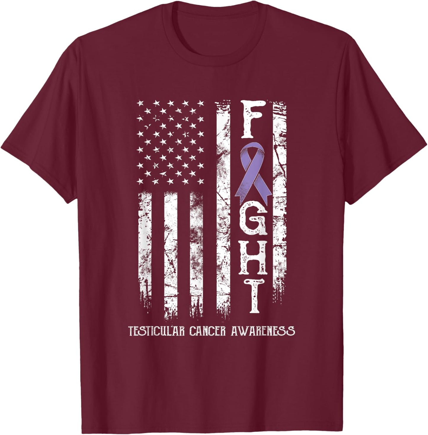 Testicular Cancer Warrior US Flag T-Shirt - T-Shirt | Maroon