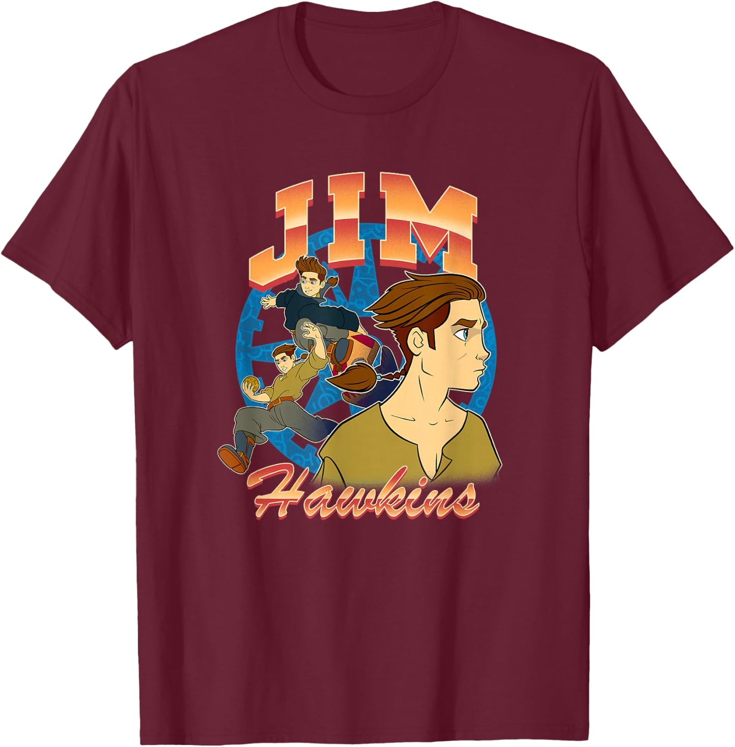 Disney Treasure Planet Jim Hawkins Retro Action Shots T-Shirt - T-Shirt | Maroon