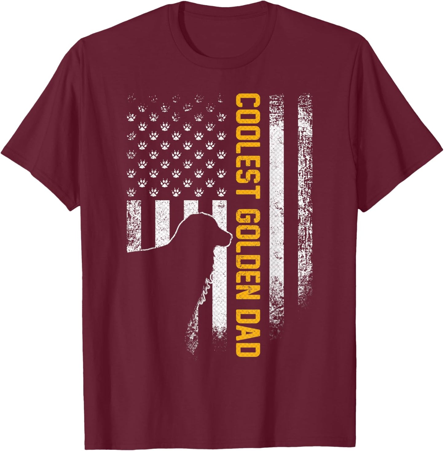 Vintage USA American Flag Coolest Golden Retriever Dad Funny Men T-Shirt - T-Shirt | Maroon