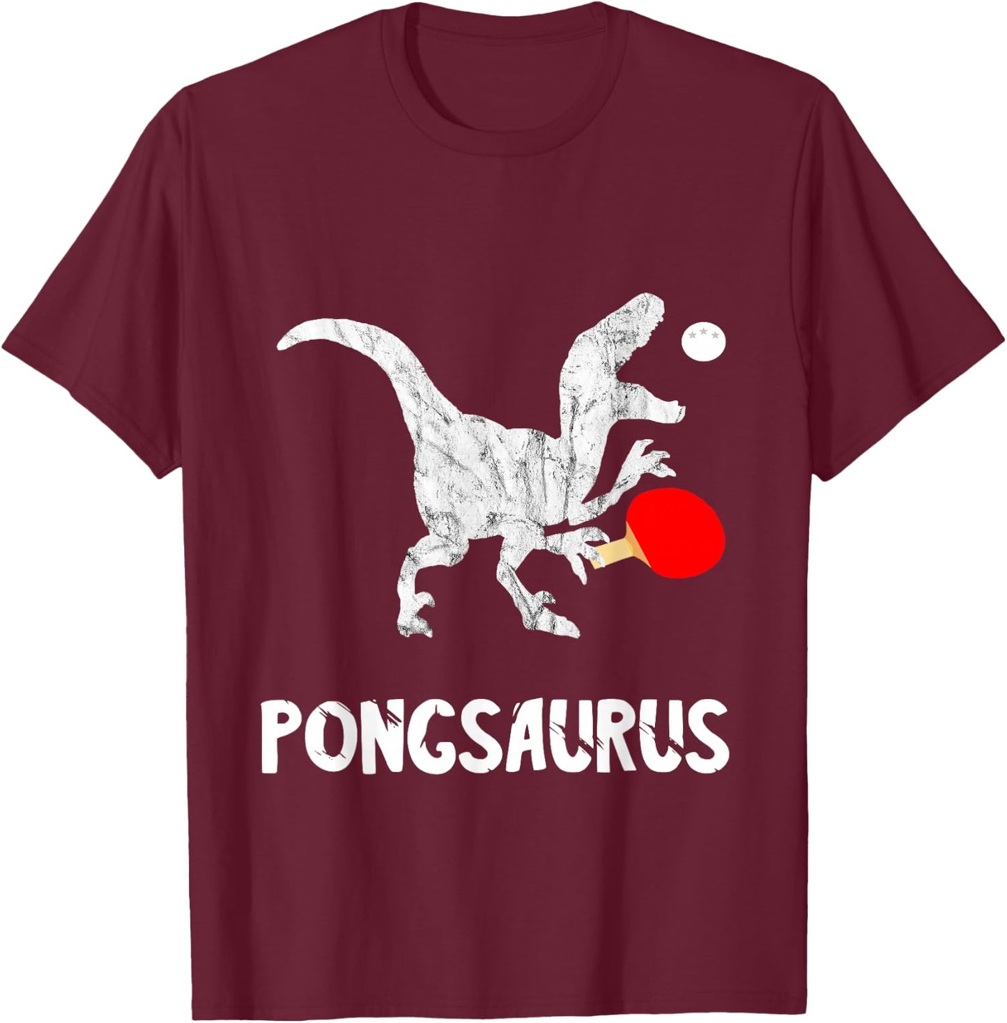 Ping Pong Dinosaur Table Tennis Player Table Tennis T-Rex T-Shirt - T-Shirt | Maroon
