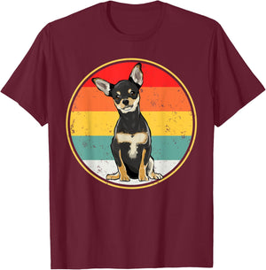 Vintage Retro Sunset Black Chihuahua Dog Men Women T-Shirt - T-Shirt | Maroon