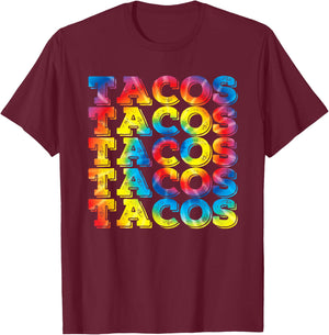 Retro Tacos Vintage Tie Dye Taco Tuesday Mexican T-Shirt - T-Shirt | Maroon