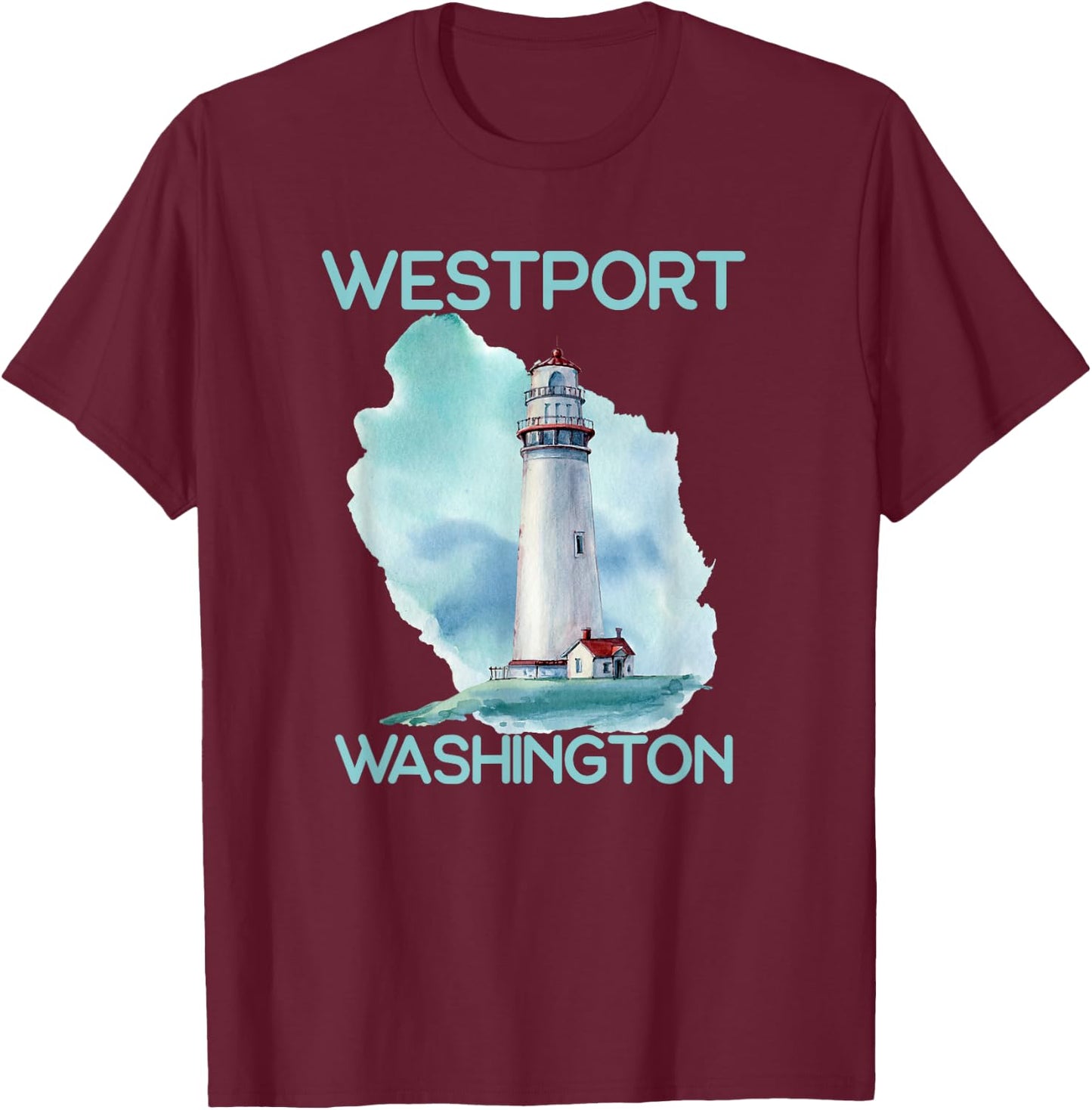 Westport Washington Souvenir Lighthouse T-Shirt - T-Shirt | Maroon