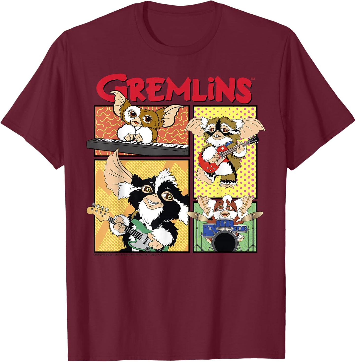 Gremlins Band Comic Panels T-Shirt - T-Shirt | Maroon
